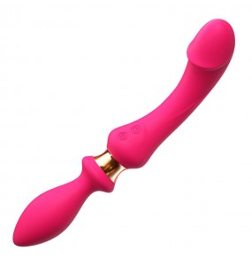 MizzZee - Dual-Head Vibrating Wand With Anal Plug (Chargeable - Red Rose)